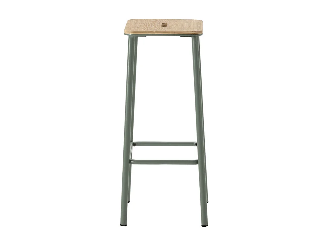 Noki - Lot de 2 tabourets de bar en bois et métal H65cm - Vert d'eau