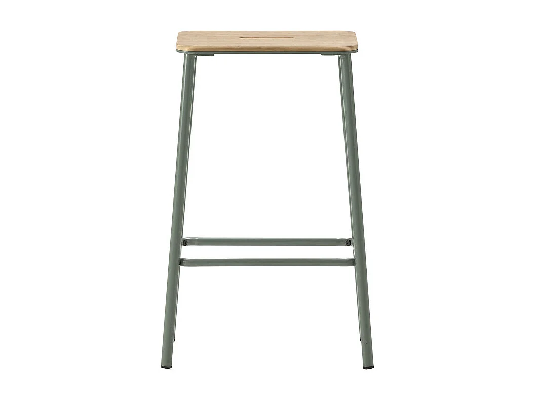 Noki - Lot de 2 tabourets de bar en bois et métal H65cm - Vert d'eau