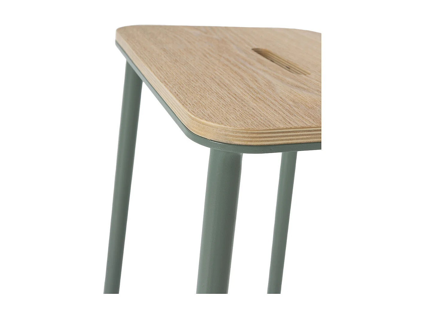 Noki - Lot de 2 tabourets de bar en bois et métal H65cm - Vert d'eau