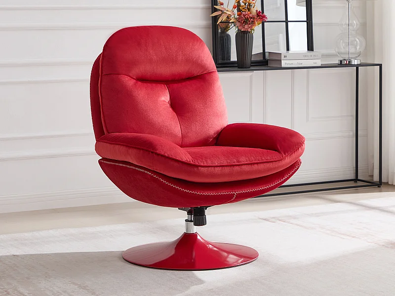 Fauteuil pivotant en velours rouge ILMACA