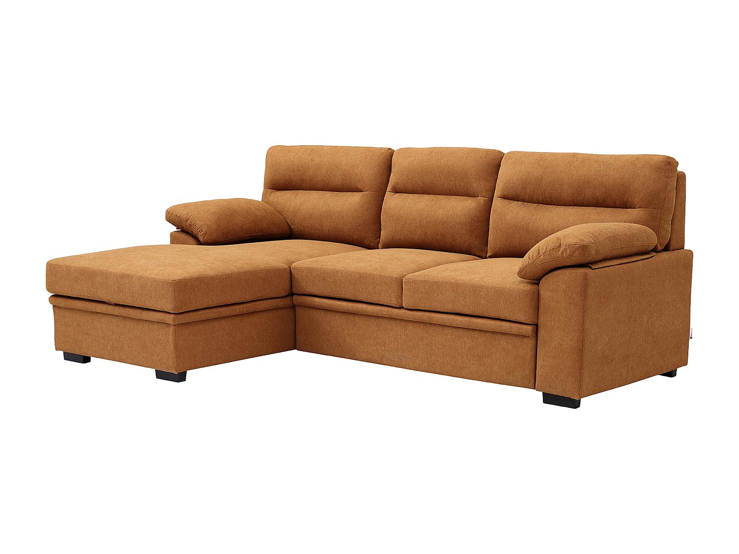 Ecksofa mit Schlaffunktion - Ecke links - Terracotta-Stoff - Mit Ablage - U günstig online kaufen