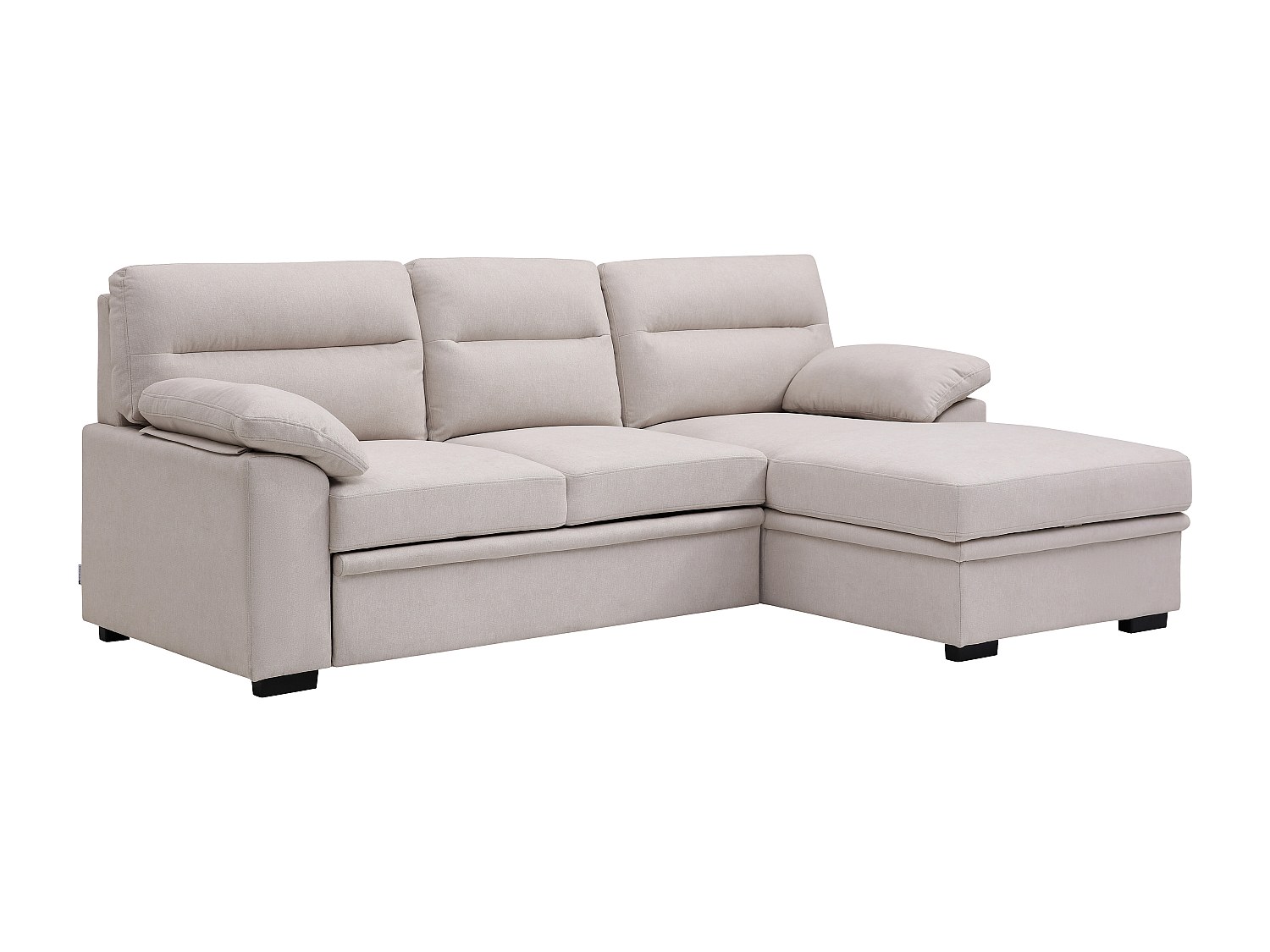 Ecksofa mit Schlaffunktion - Ecke rechts - Beiger Stoff - Mit Ablage - ULEN günstig online kaufen