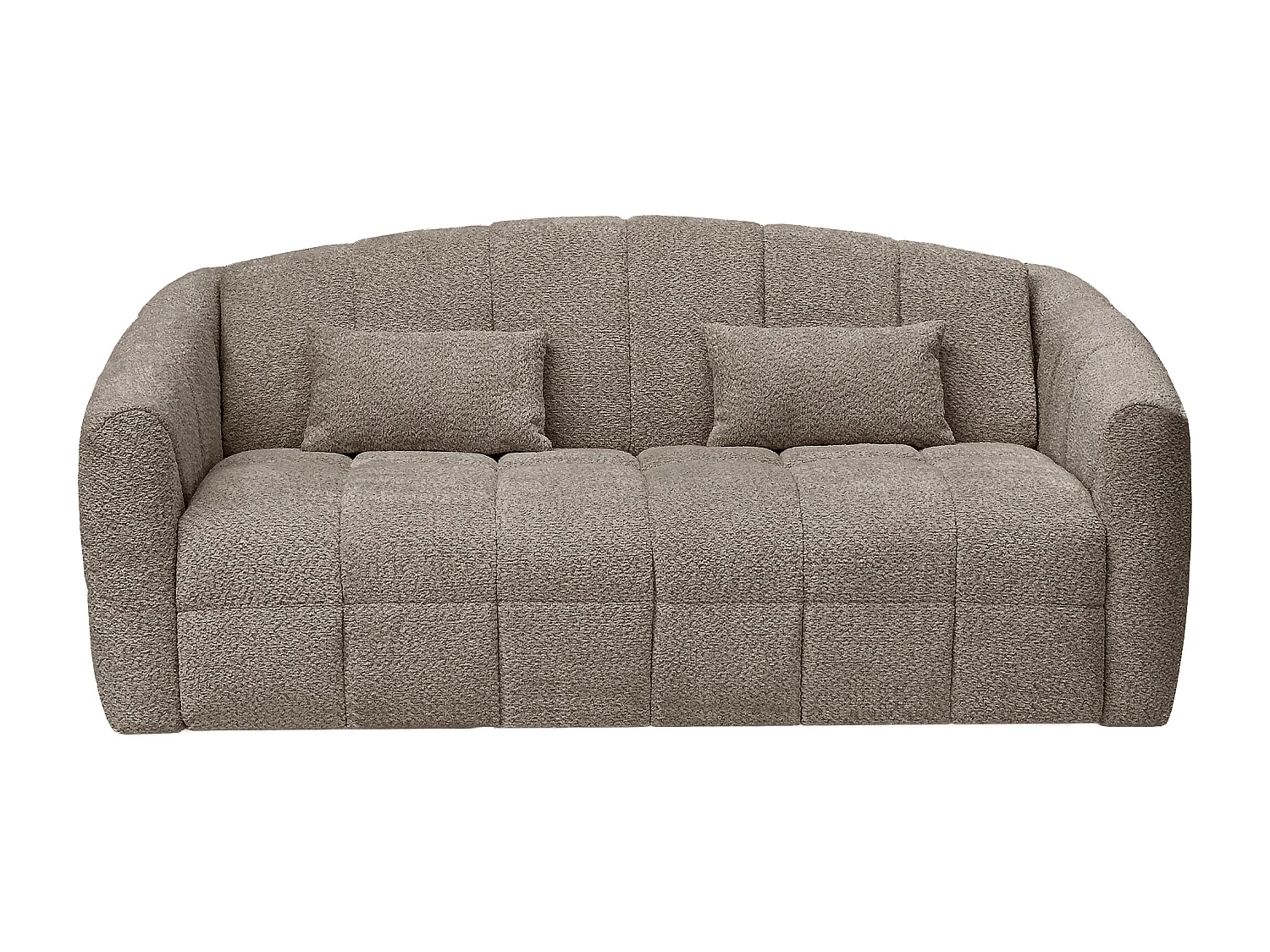 Canapé 3 places convertible express en tissu bouclette taupe - Couchage 140 cm - Matelas 13 cm RETUNA
