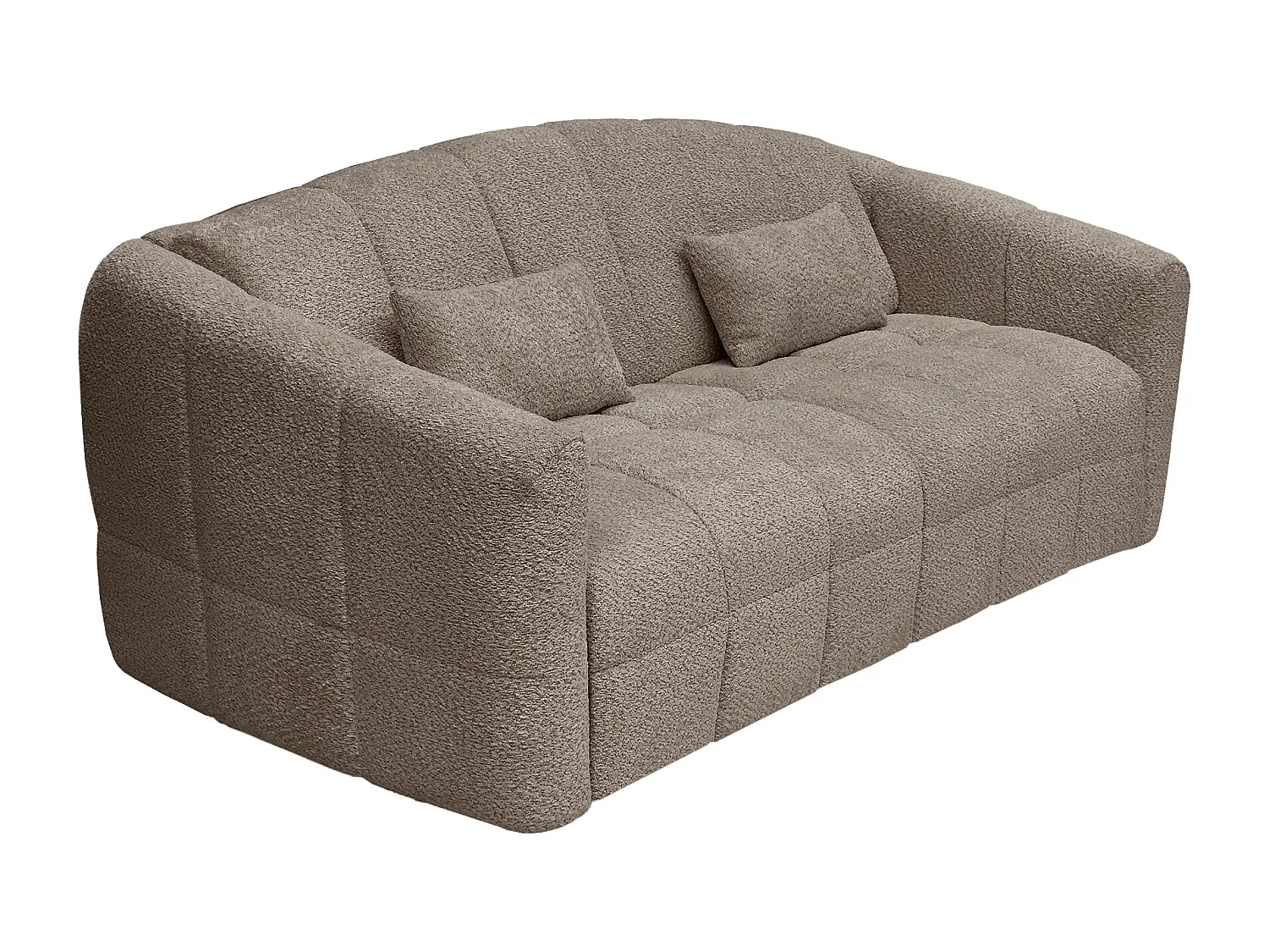 Canapé 4 places convertible express en tissu bouclette taupe - Couchage 160 cm - Matelas 13 cm RETUNA