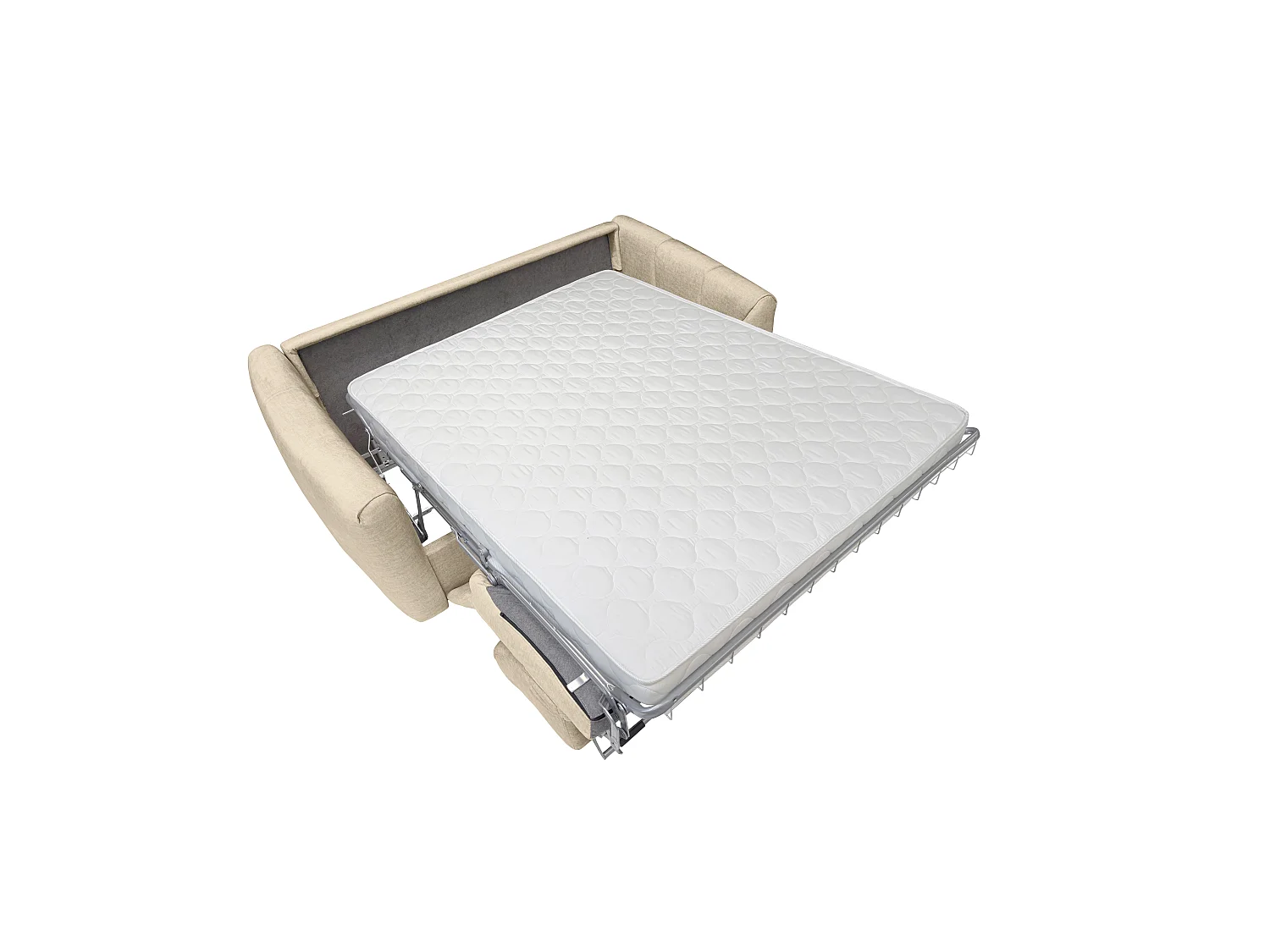 Canapé 4 places convertible express en velours beige - Couchage 160 cm - Matelas 13 cm RETUNA