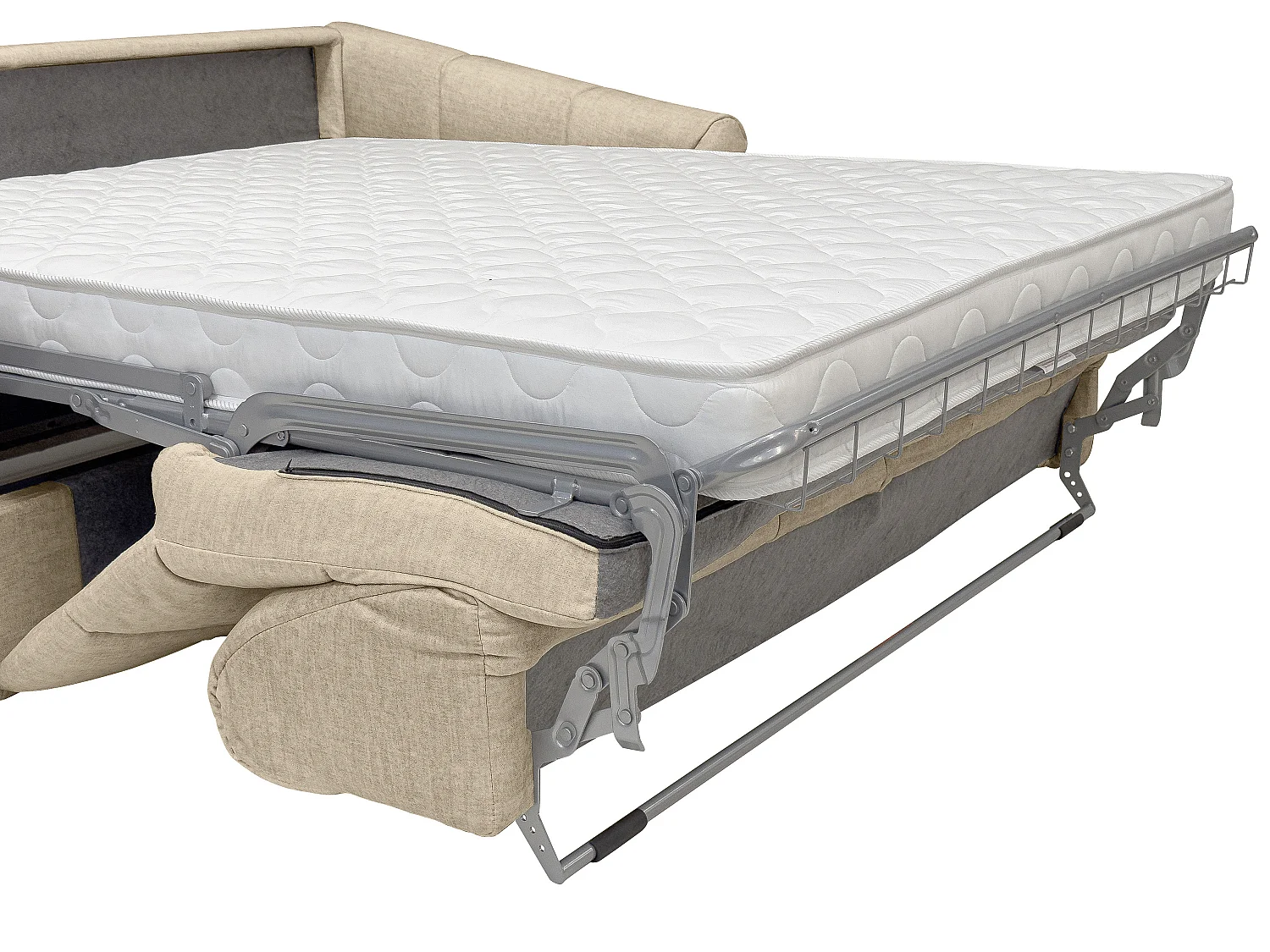 Canapé 4 places convertible express en velours beige - Couchage 160 cm - Matelas 13 cm RETUNA