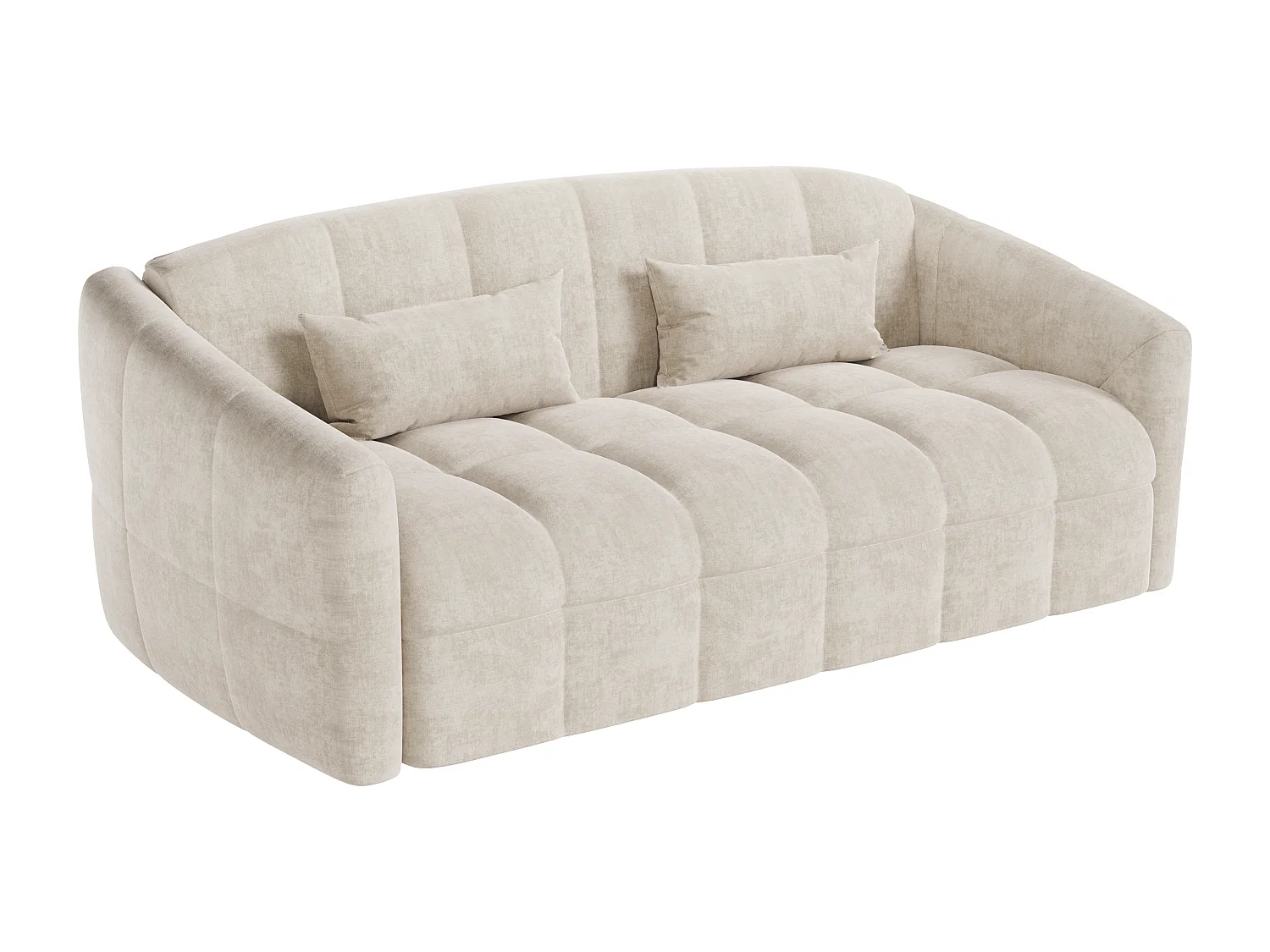 4-sitssoffa bäddbar snabbmodell i beige sammet - Sovbredd 160 cm - Madrass 13 cm RETUNA
