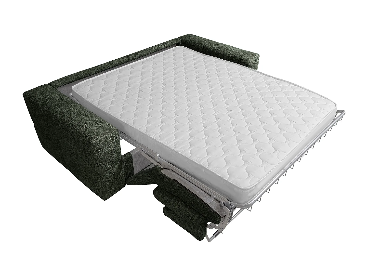 Divano letto 3 posti express Posto letto 140 cm Materasso 16 cm in Tessuto bouclette Verde - ISSORO