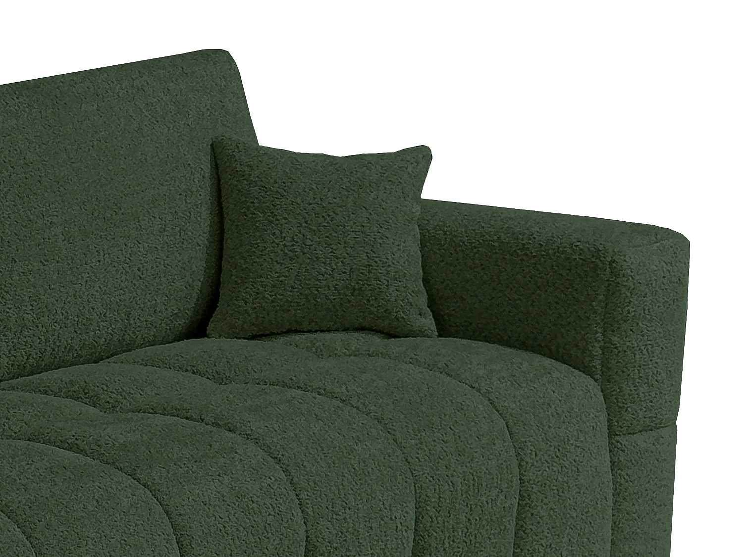 Canapé 4 places convertible express en tissu bouclette vert - Couchage 160 cm - Matelas 13 cm ISSORO