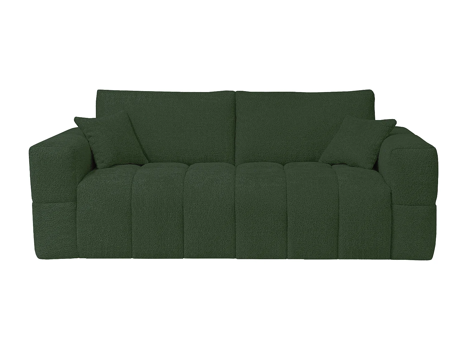 Canapé 4 places convertible express en tissu bouclette vert - Couchage 160 cm - Matelas 13 cm ISSORO