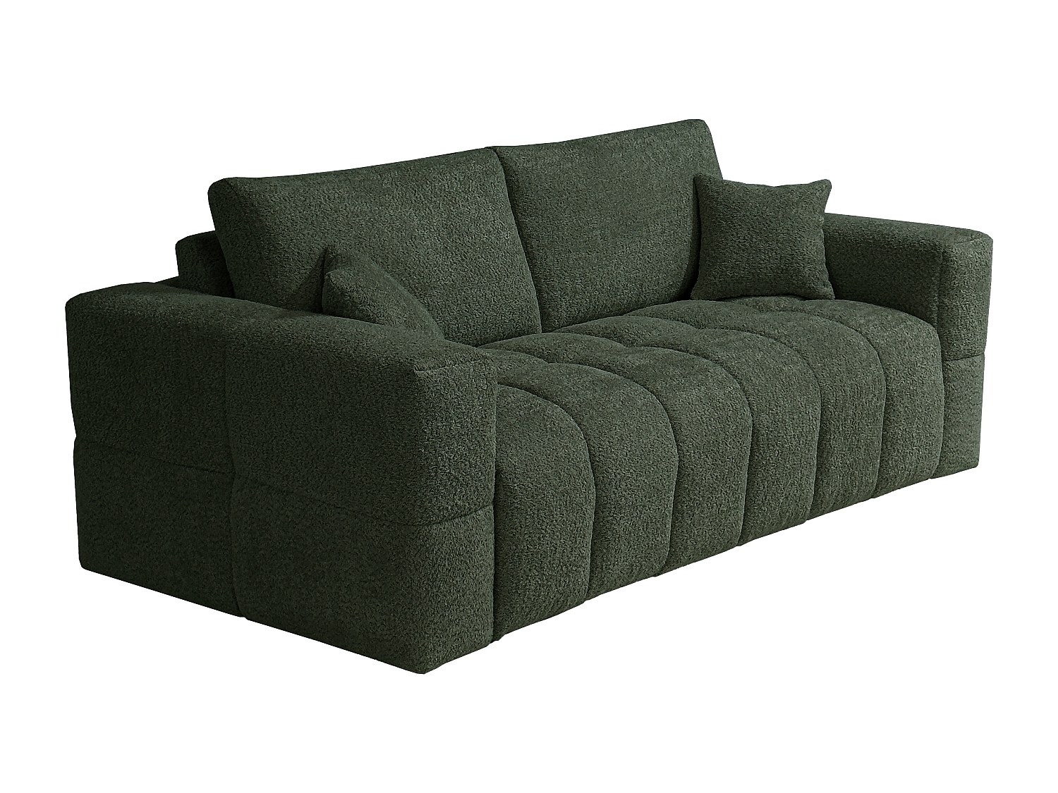 Schlafsofa 4-Sitzer mit Matratze – Bouclé-Stoff – Grün – Liegefläche 160 cm günstig online kaufen