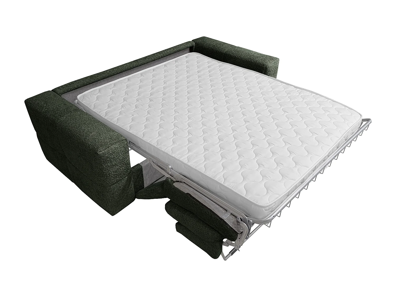 Divano letto 4 posti express Posto letto 160 cm Materasso 13 cm in Tessuto bouclette Verde - ISSORO
