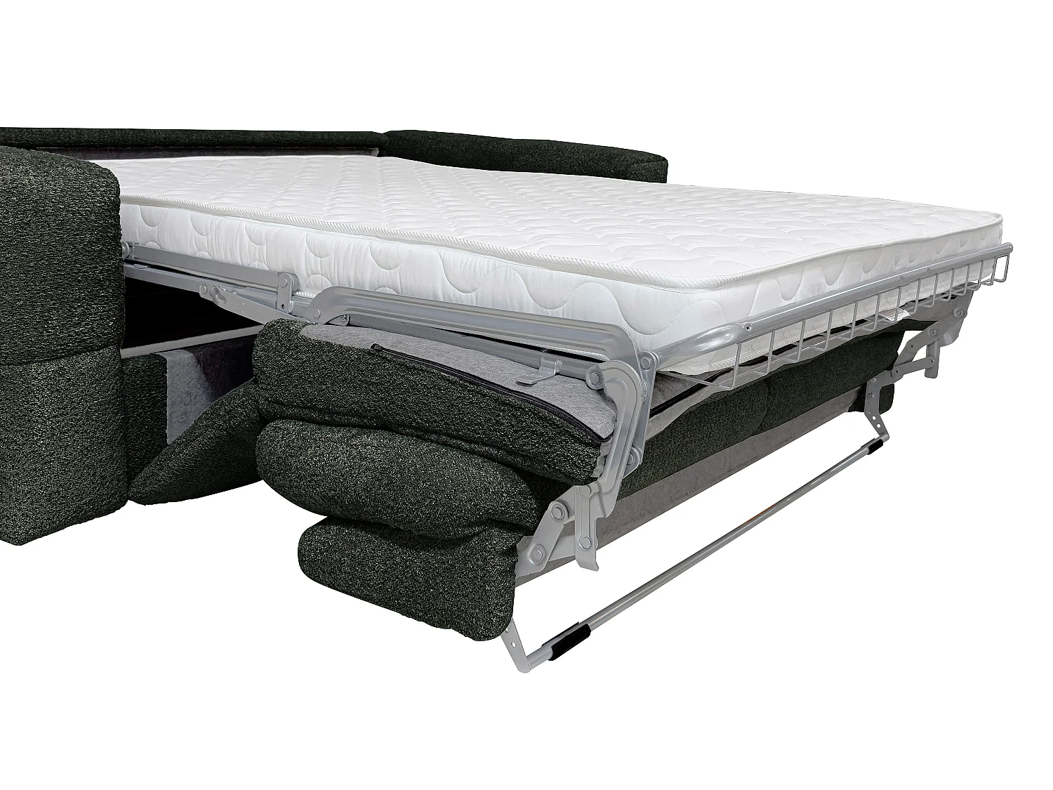 Divano letto 4 posti express Posto letto 160 cm Materasso 13 cm in Tessuto bouclette Verde - ISSORO