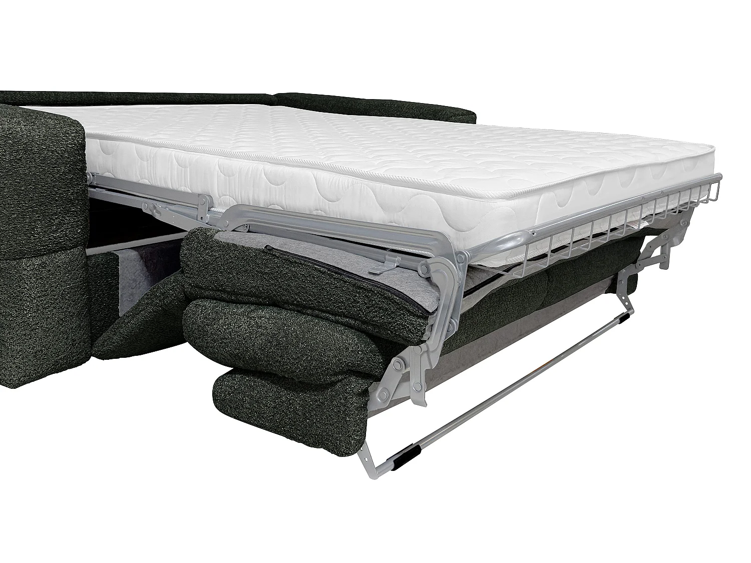 Divano letto 4 posti express Posto letto 160 cm Materasso 16 cm in Tessuto bouclette Verde - ISSORO