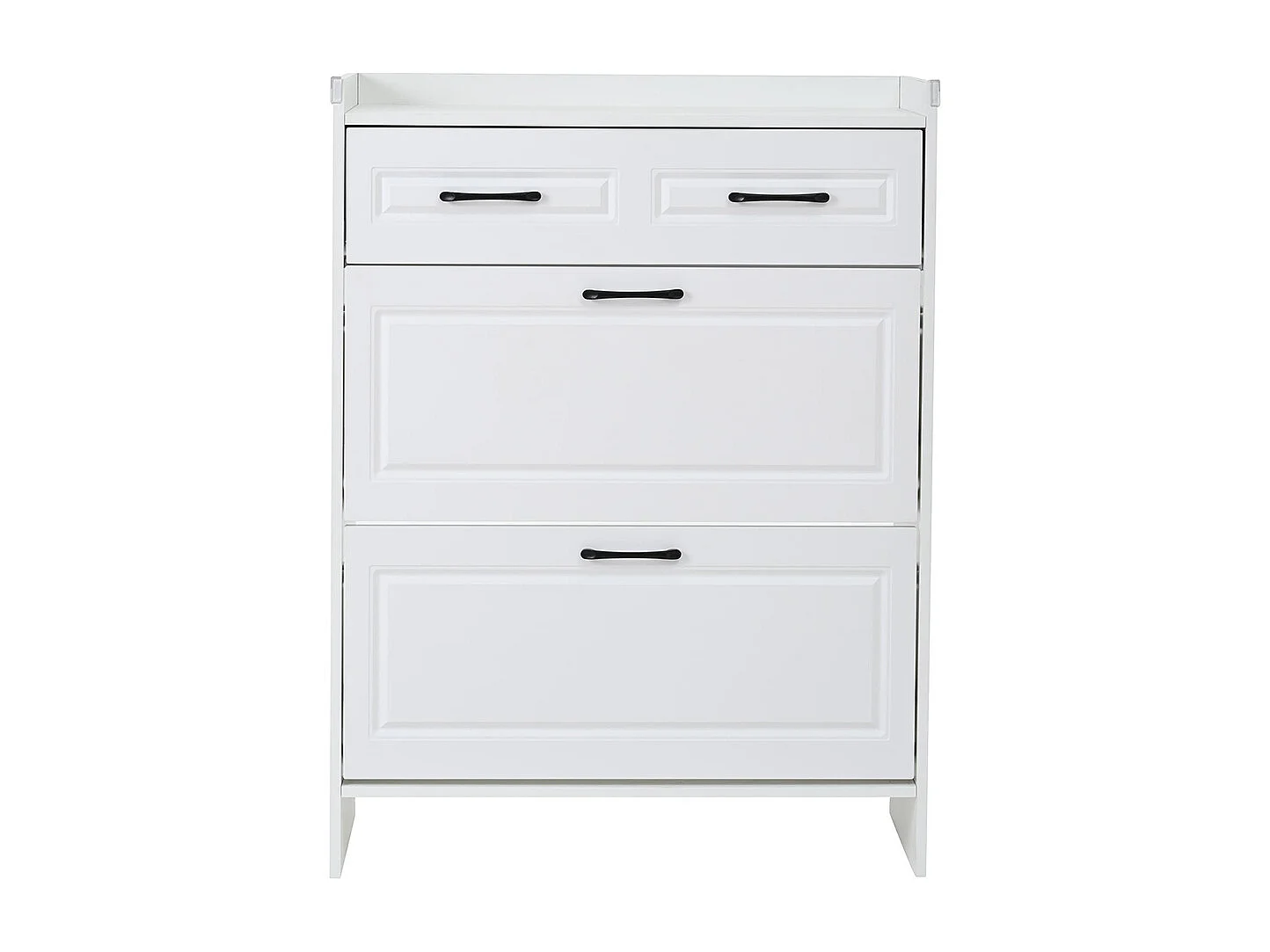 Meuble à chaussures étagère 4 compartiments 1 tiroir MDF blanc couloir entrée salon bureau haut