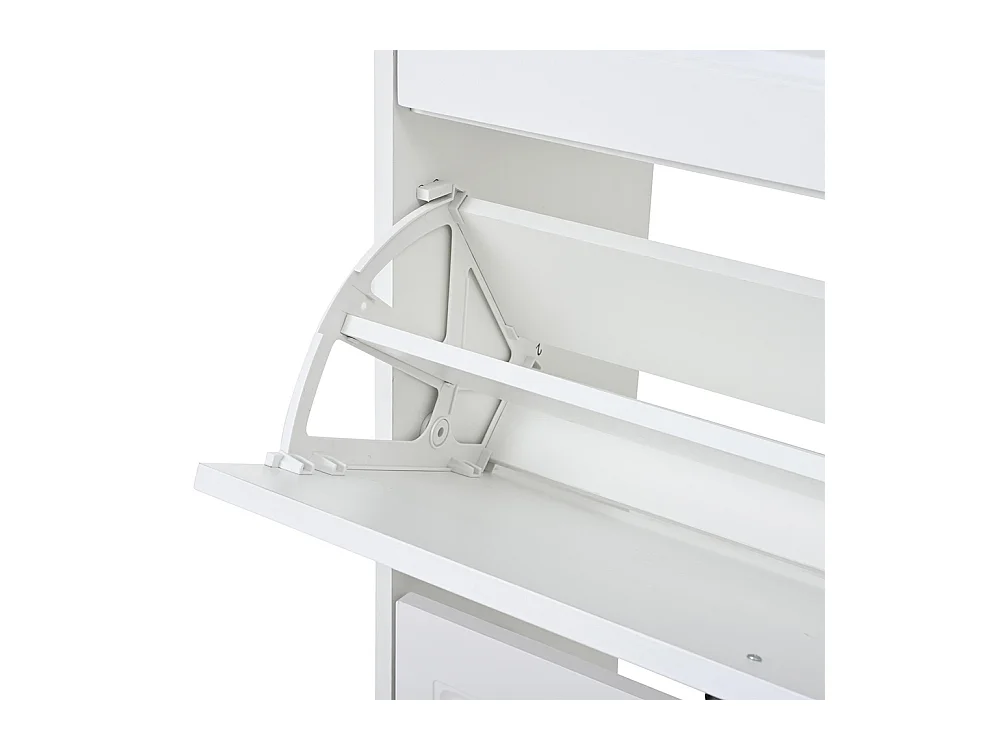 Lot 2 meuble à chaussures étagères 8 compartiments 2 tiroirs MDF blanc