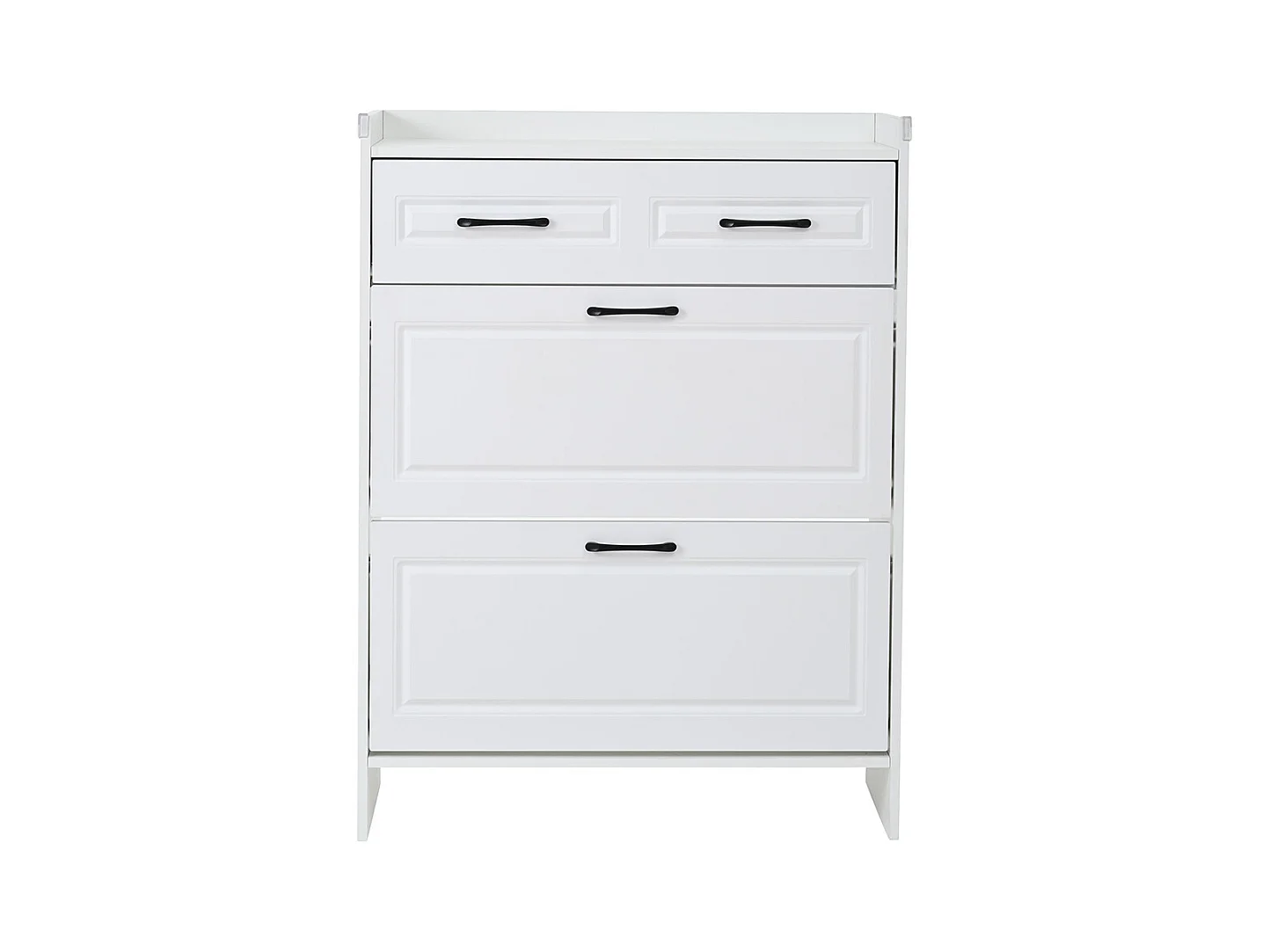 Lot 2 meuble à chaussures étagères 8 compartiments 2 tiroirs MDF blanc