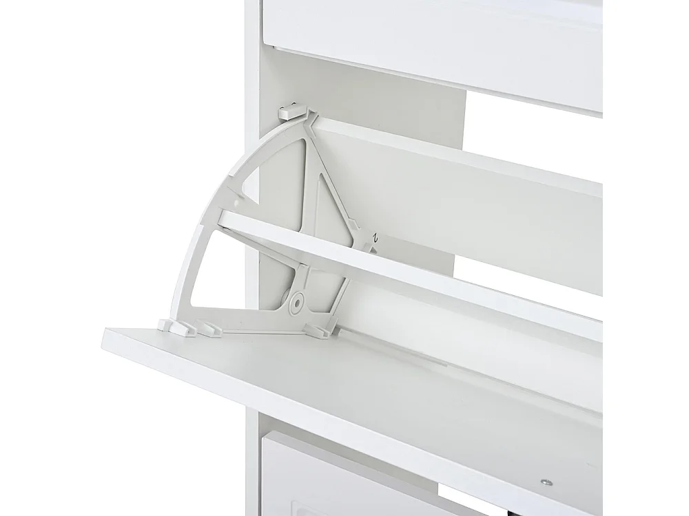 Lot 2 meuble à chaussures étagères 8 compartiments 2 tiroirs MDF blanc