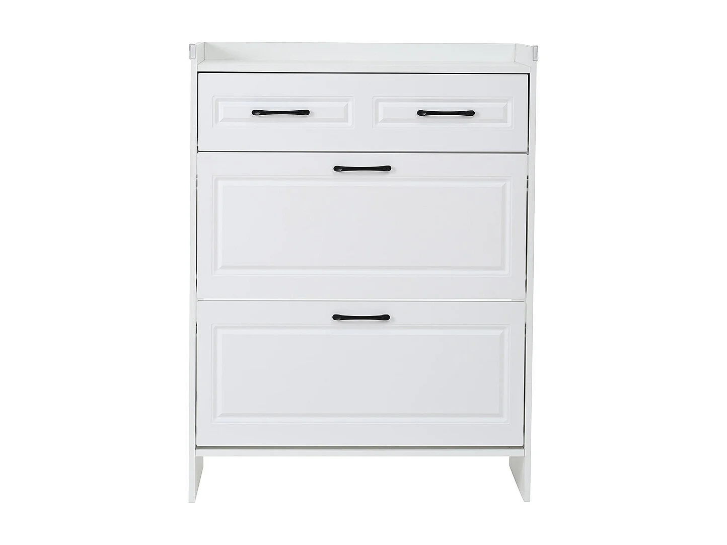 Lot 2 meuble à chaussures étagères 8 compartiments 2 tiroirs MDF blanc