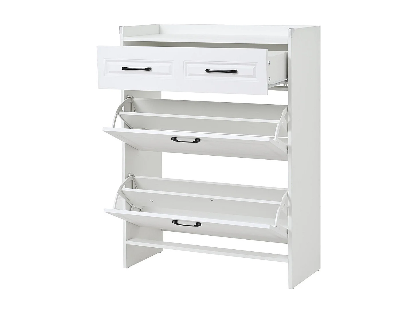 Lot 2 meuble à chaussures étagères 8 compartiments 2 tiroirs MDF blanc