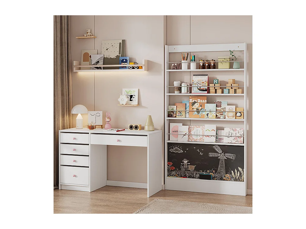 Étagère livres images lot 2 étagères 4 niveaux étagère noire anti-basculement porte