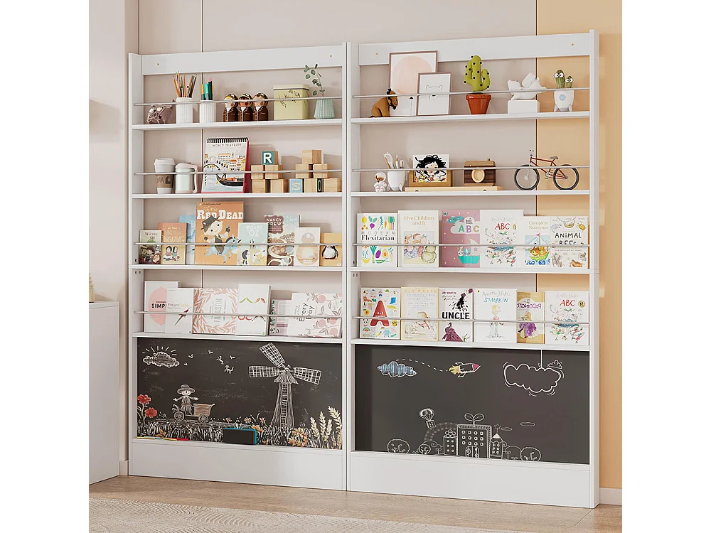 Étagère livres images 4 niveaux étagère noire à peindre anti-basculement gain place porte