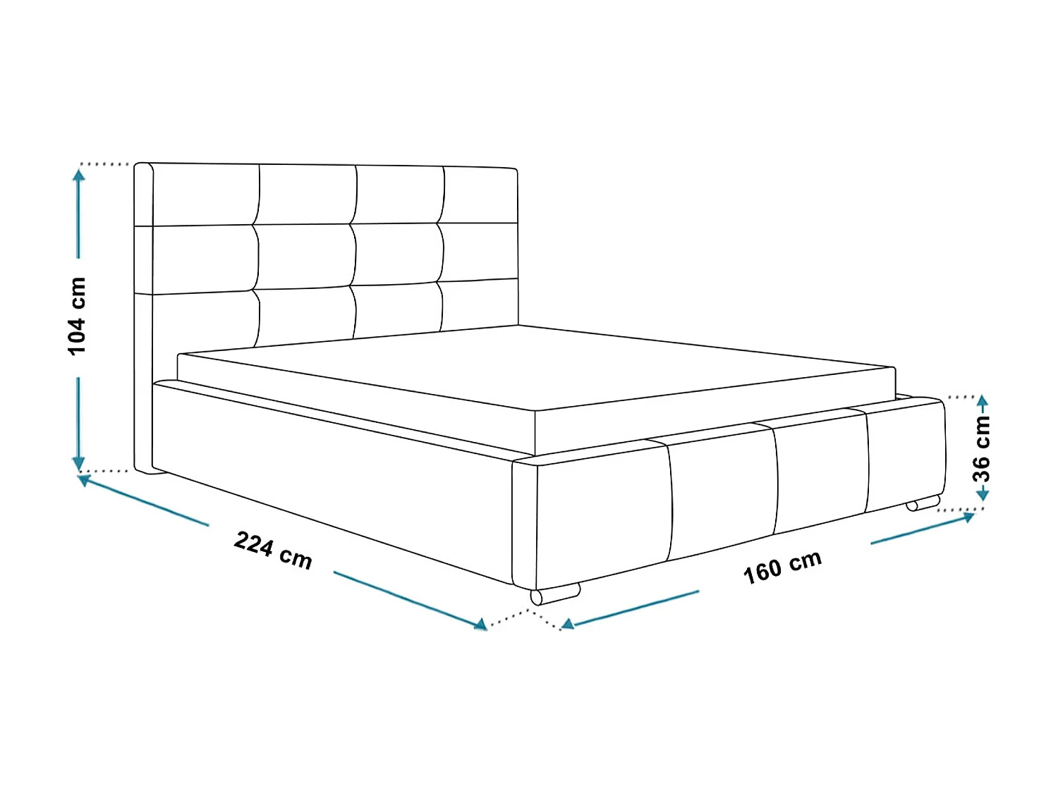 Lit rembourré Oslo avec tête de lit, 140x200 cm, lit double avec coffre de rangement et sommier à lattes en bois, tissu structuré, couleur : gris foncé
