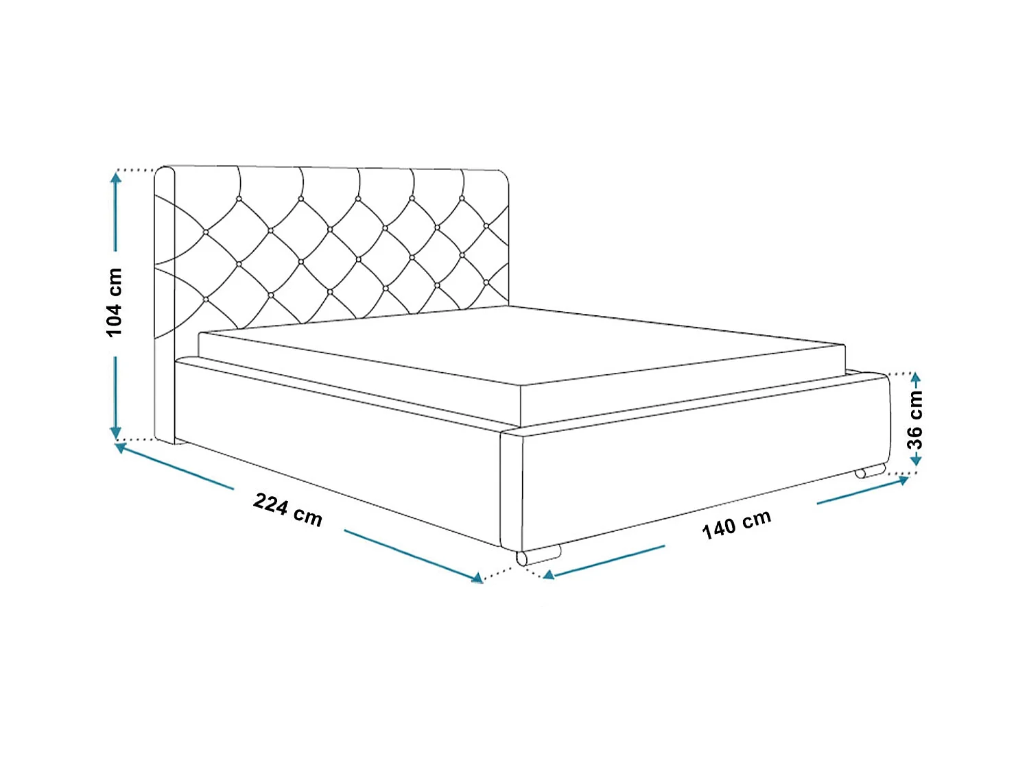 Lit rembourré Boston avec tête de lit, 120x200 cm, lit double avec coffre de rangement et sommier à lattes en bois, tissu velours, couleur : bleu foncé