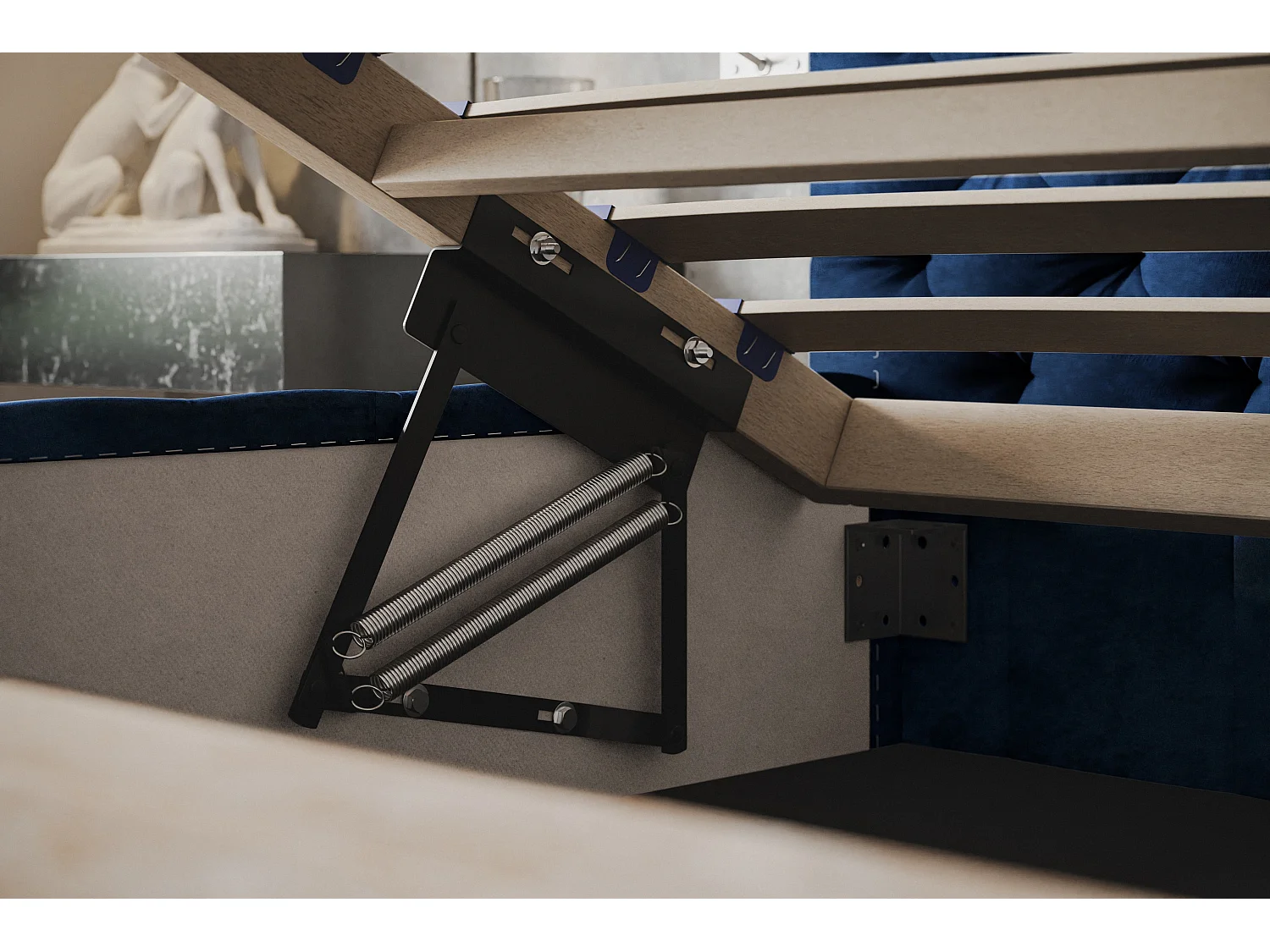 Lit rembourré MIAMI SLIM avec tête de lit, 180 x 200 cm, lit double avec coffre de rangement et sommier à lattes en bois, couleur : noir, tissu velours