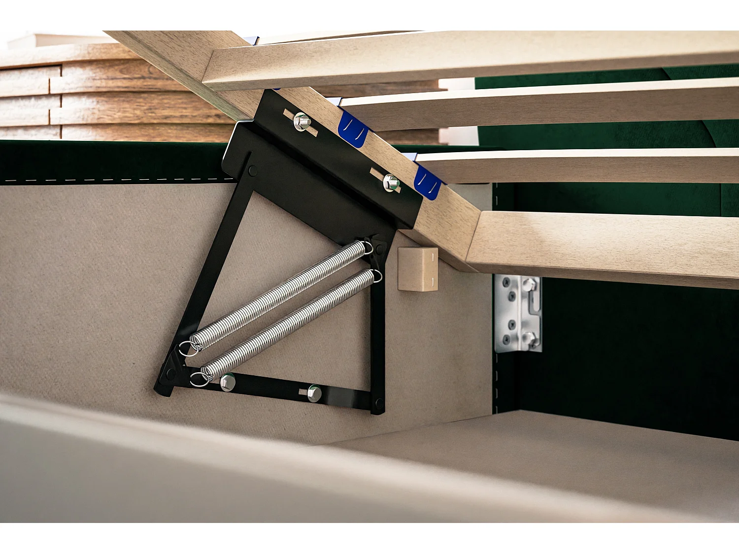 Lit rembourré Denver avec tête de lit, 120x200 cm, lit double avec coffre de rangement et sommier à lattes en bois, tissu velours, couleur : rose