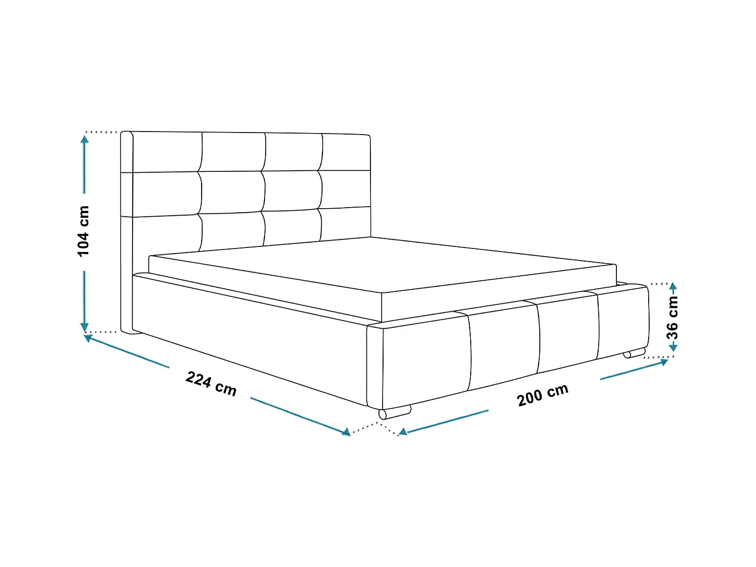 Lit rembourré Oslo avec tête de lit, 180x200 cm, lit double avec coffre de rangement et sommier à lattes en bois, tissu structuré, couleur : gris foncé