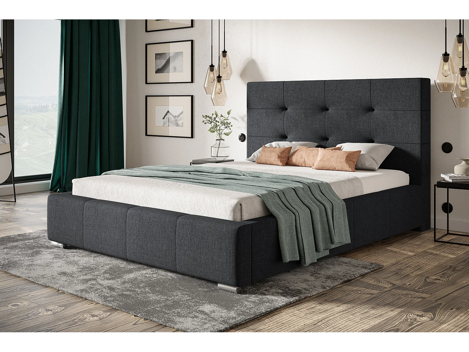 Lit rembourré Oslo avec tête de lit, 120x200 cm, lit double avec coffre de rangement et sommier à lattes en bois, similicuir, couleur : blanc