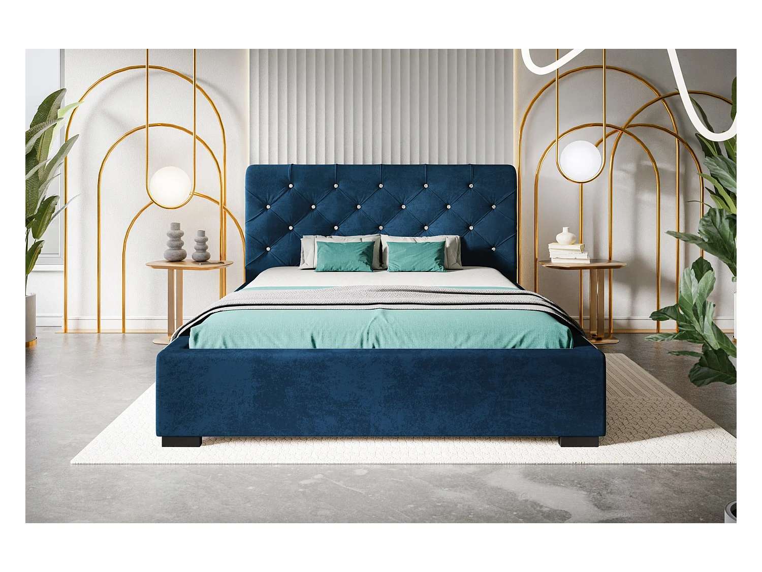 Lit rembourré Boston avec tête de lit, 180x200 cm, lit double avec coffre de rangement et sommier à lattes en bois, tissu velours, couleur : gris