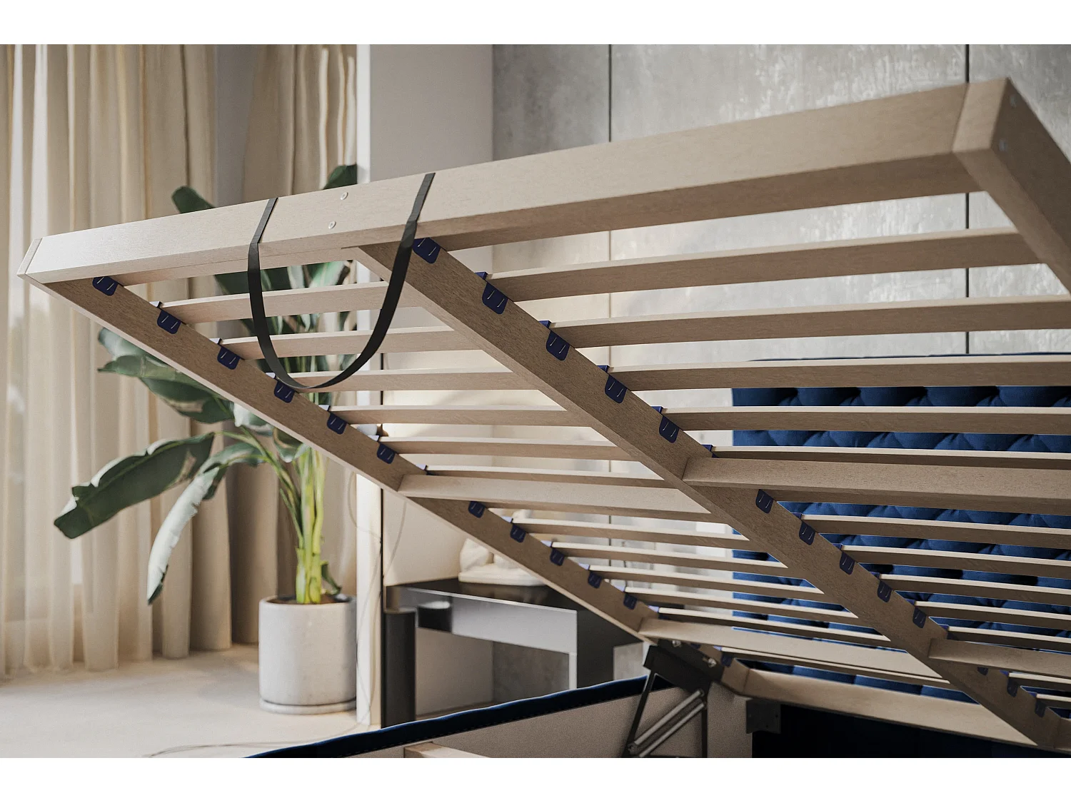 Lit rembourré MIAMI SLIM avec tête de lit, 120 x 200 cm, lit double avec coffre de rangement et sommier à lattes en bois, couleur : noir, tissu velours