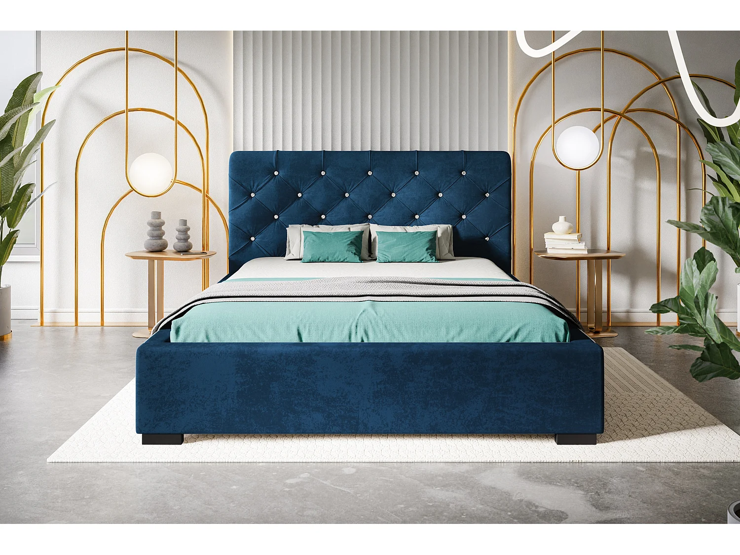 Lit rembourré Boston avec tête de lit, 120x200 cm, lit double avec coffre de rangement et sommier à lattes en bois, tissu velours, couleur : gris