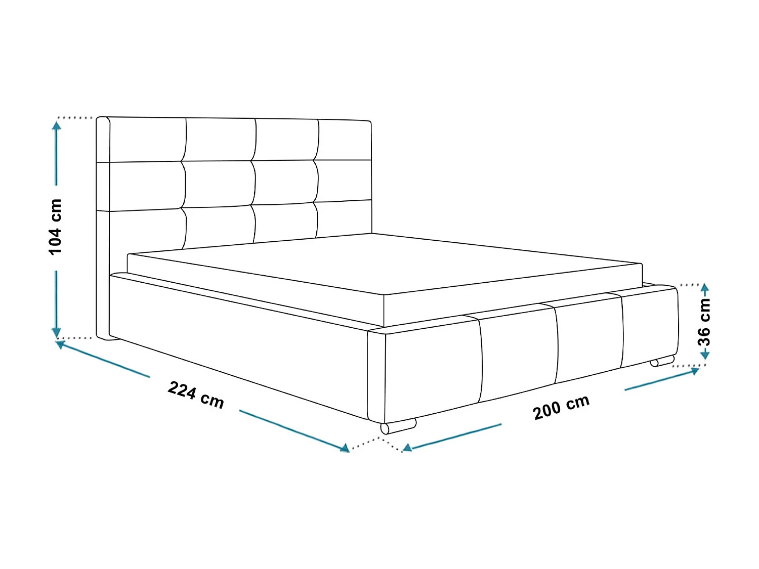 Lit rembourré Oslo avec tête de lit, 180x200 cm, lit double avec coffre de rangement et sommier à lattes en bois, tissu velours, couleur : bleu foncé
