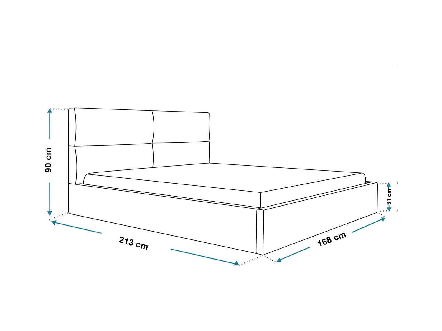 Lit rembourré LIZBONA SLIM avec tête de lit, 160 x 200 cm, lit double avec coffre de rangement et sommier à lattes en bois, couleur : gris clair, tissu velours