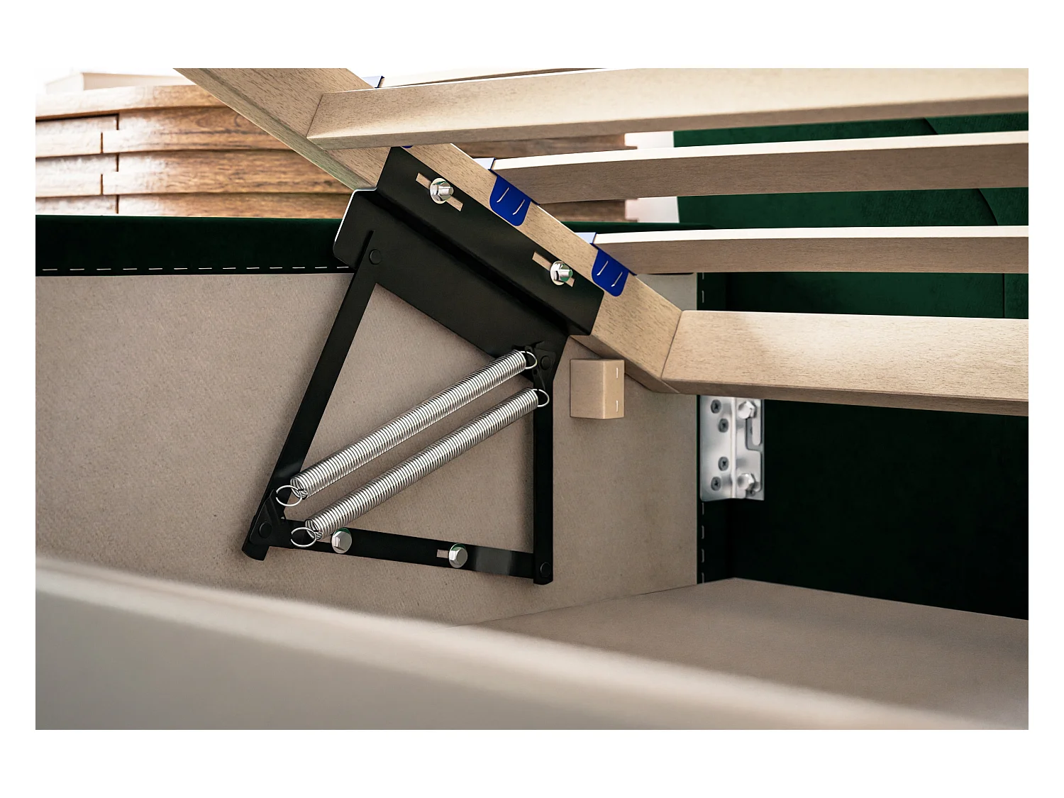 Lit rembourré Denver avec tête de lit, 120x200 cm, lit double avec coffre de rangement et sommier à lattes en bois, tissu velours, couleur : gris foncé