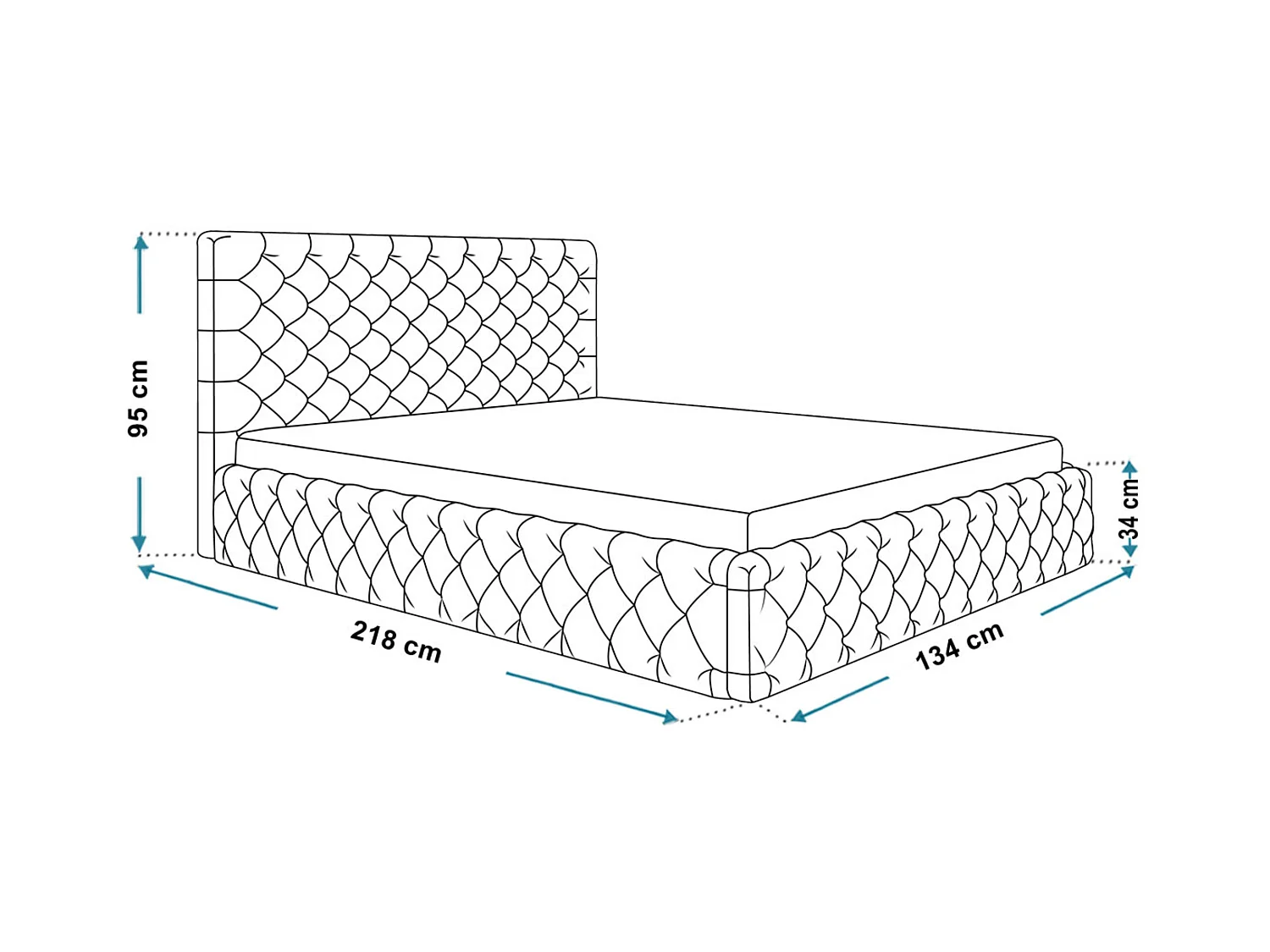 Lit rembourré MIAMI SLIM avec tête de lit, 120 x 200 cm, lit double avec coffre de rangement et sommier à lattes en bois, couleur : bleu foncé, tissu velours