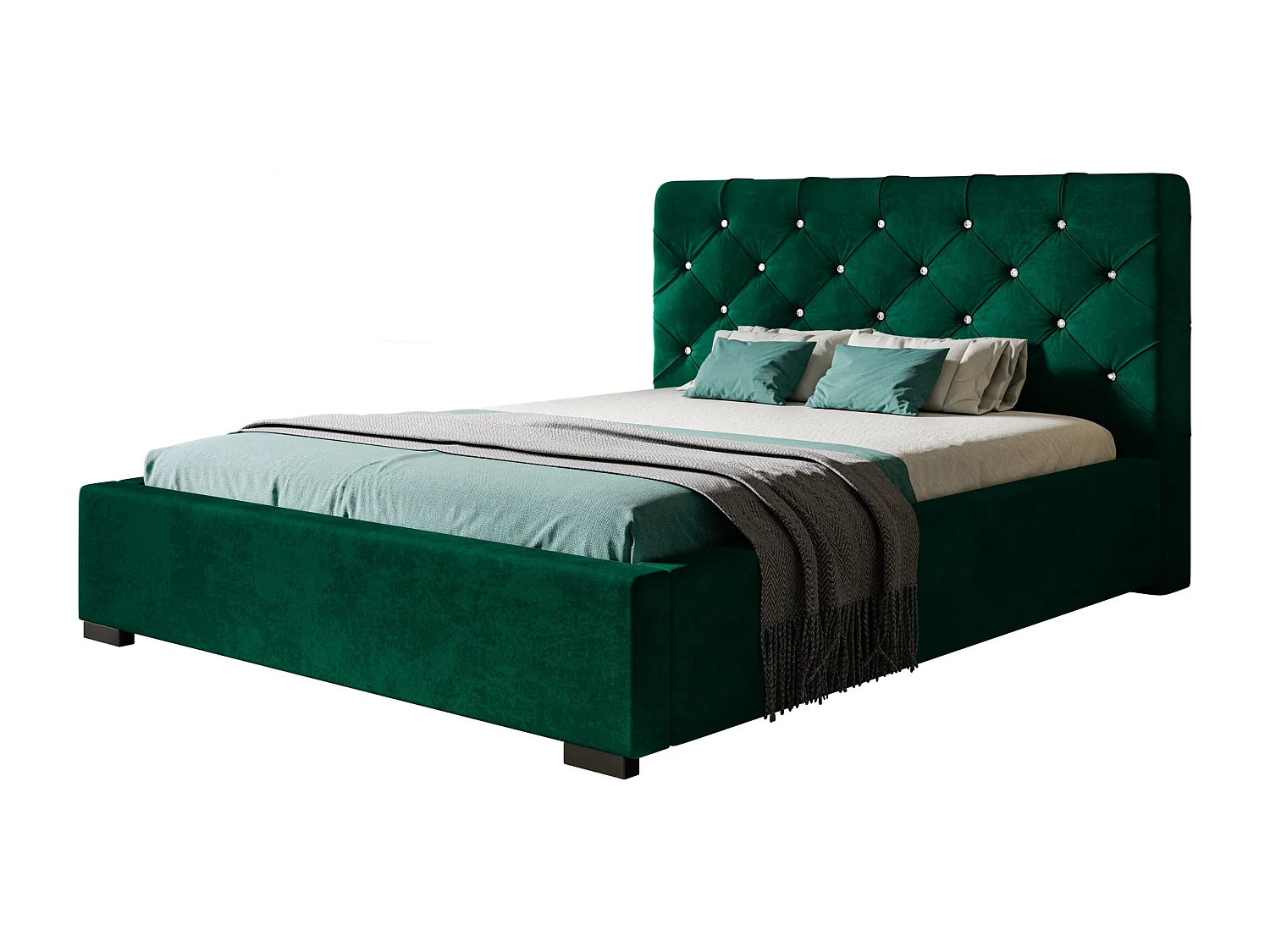 Lit rembourré Boston avec tête de lit, 120x200 cm, lit double avec coffre de rangement et sommier à lattes en bois, similicuir, couleur : blanc