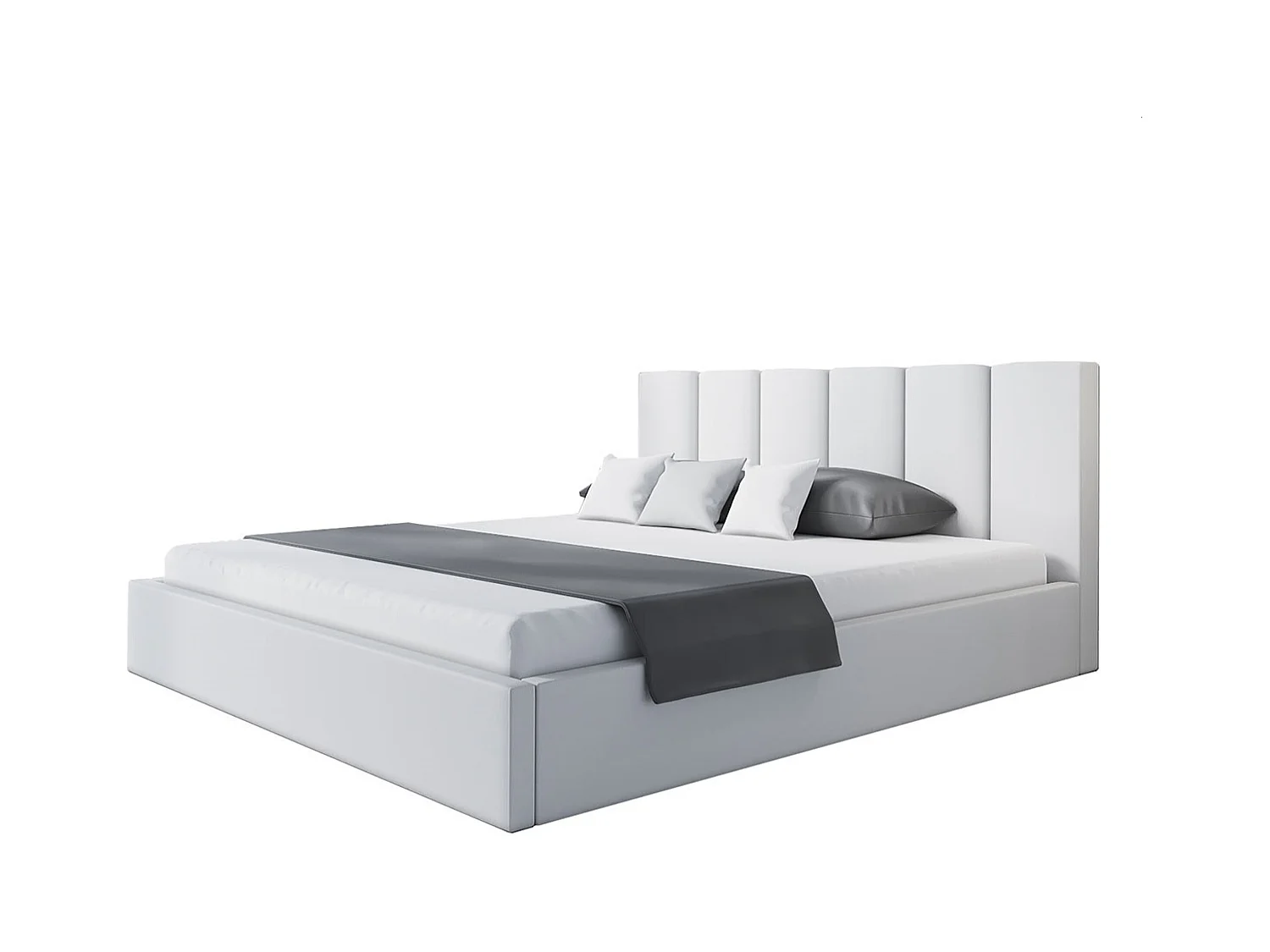 Lit rembourré TOKIO SLIM avec tête de lit, 160 x 200 cm, lit double avec coffre de rangement et sommier à lattes en bois, couleur : gris clair, tissu velours