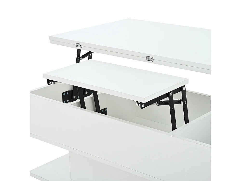 Table basse relevable prise électrique USB-C USB LED multifonctionnelle réglable hauteur rangement blanc salon