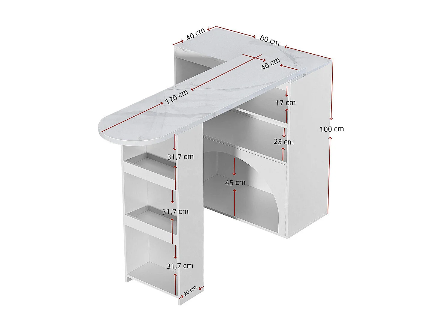 Table bar extensible pivotante espace animaux sans gamelle plateau marbre blanc