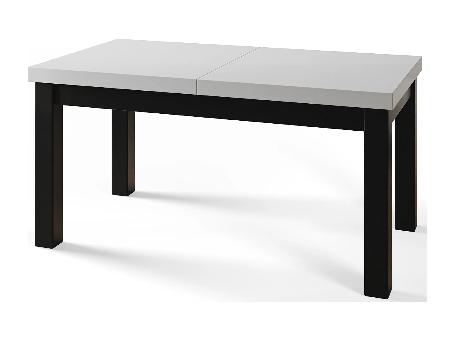 Table de salle à manger rectangulaire CLASSIC, table extensible, dimensions : 200-300X100X78 cm, couleur : blanc, avec pieds en bois de couleur noire