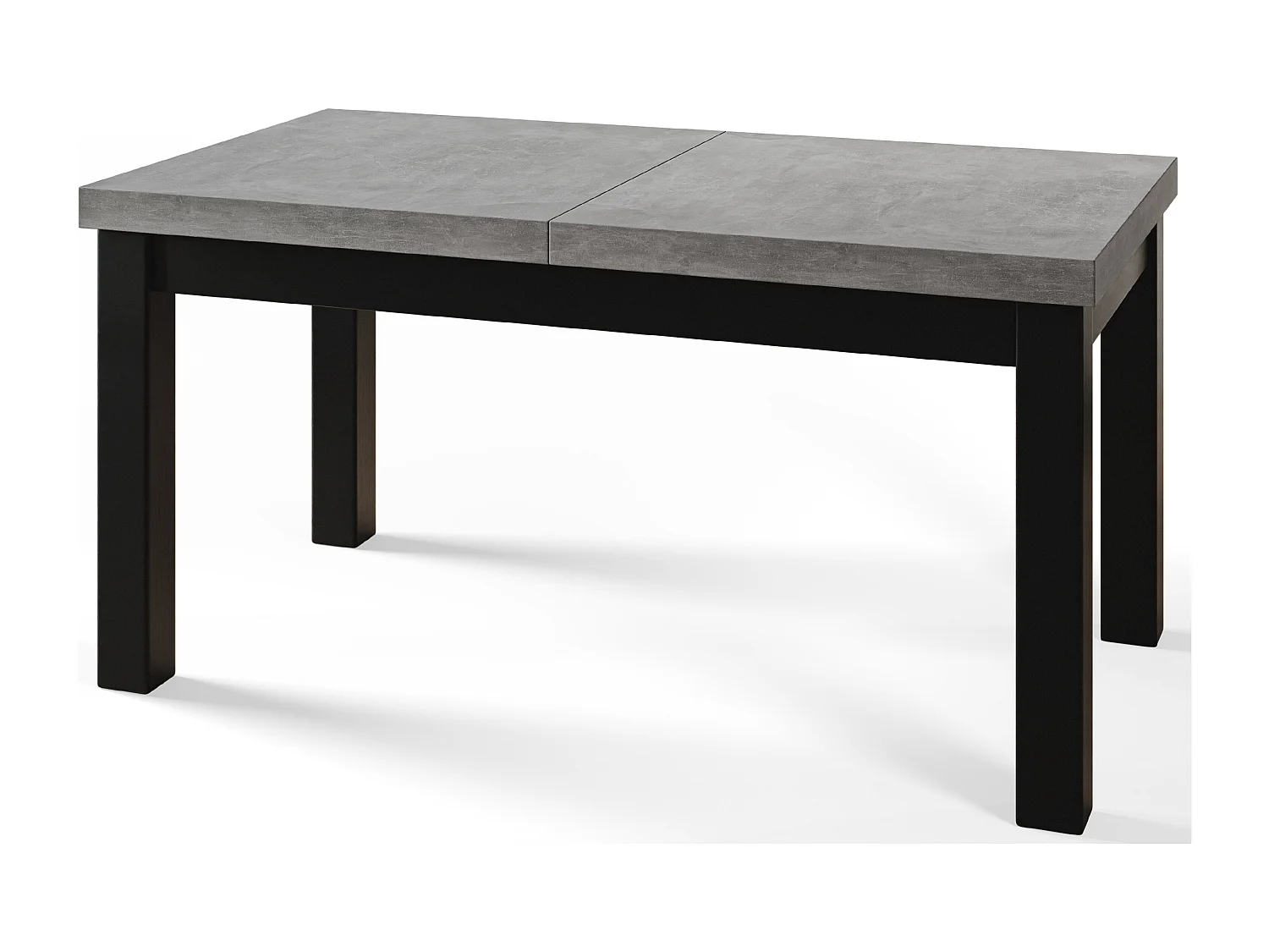 Table de salle à manger rectangulaire CLASSIC, table extensible, dimensions : 140-180X80X78 cm, couleur : ATELIER, avec pieds en bois de couleur noire