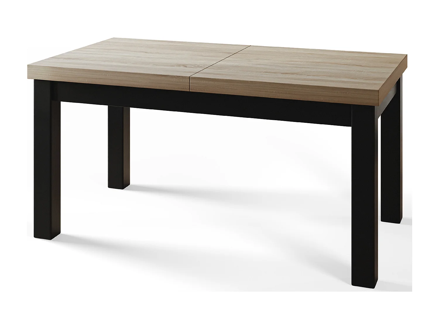 Table de salle à manger rectangulaire CLASSIC, table extensible, dimensions : 200-300X100X78 cm, couleur : SONOMA, avec pieds en bois de couleur noire