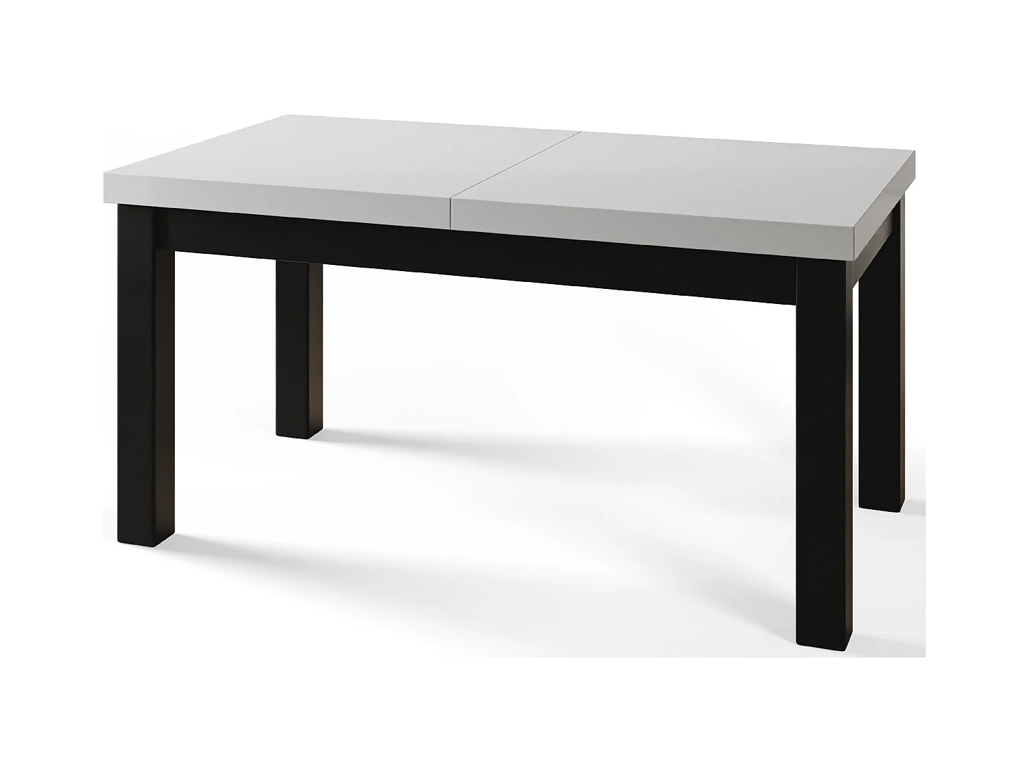Table de salle à manger rectangulaire CLASSIC, table extensible, dimensions : 120-160X80X78 cm, couleur : blanc, avec pieds en bois de couleur noire