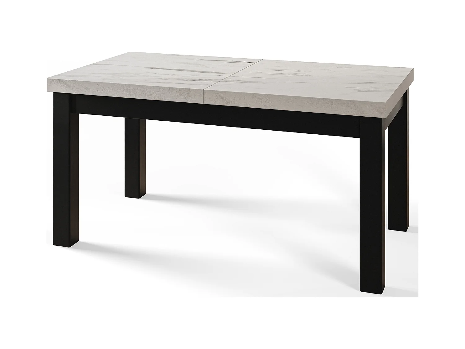 Table de salle à manger rectangulaire CLASSIC, table extensible, dimensions : 120-160X80X78 cm, couleur : MARMUR, avec pieds en bois de couleur noire