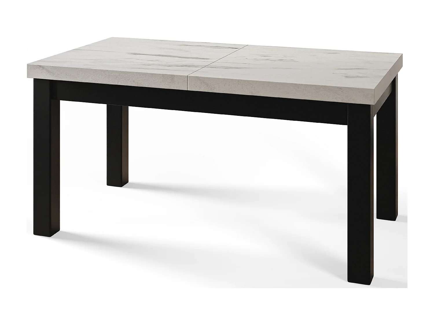 Table de salle à manger rectangulaire CLASSIC, table extensible, dimensions : 120-160X80X78 cm, couleur : MARMUR, avec pieds en bois de couleur noire