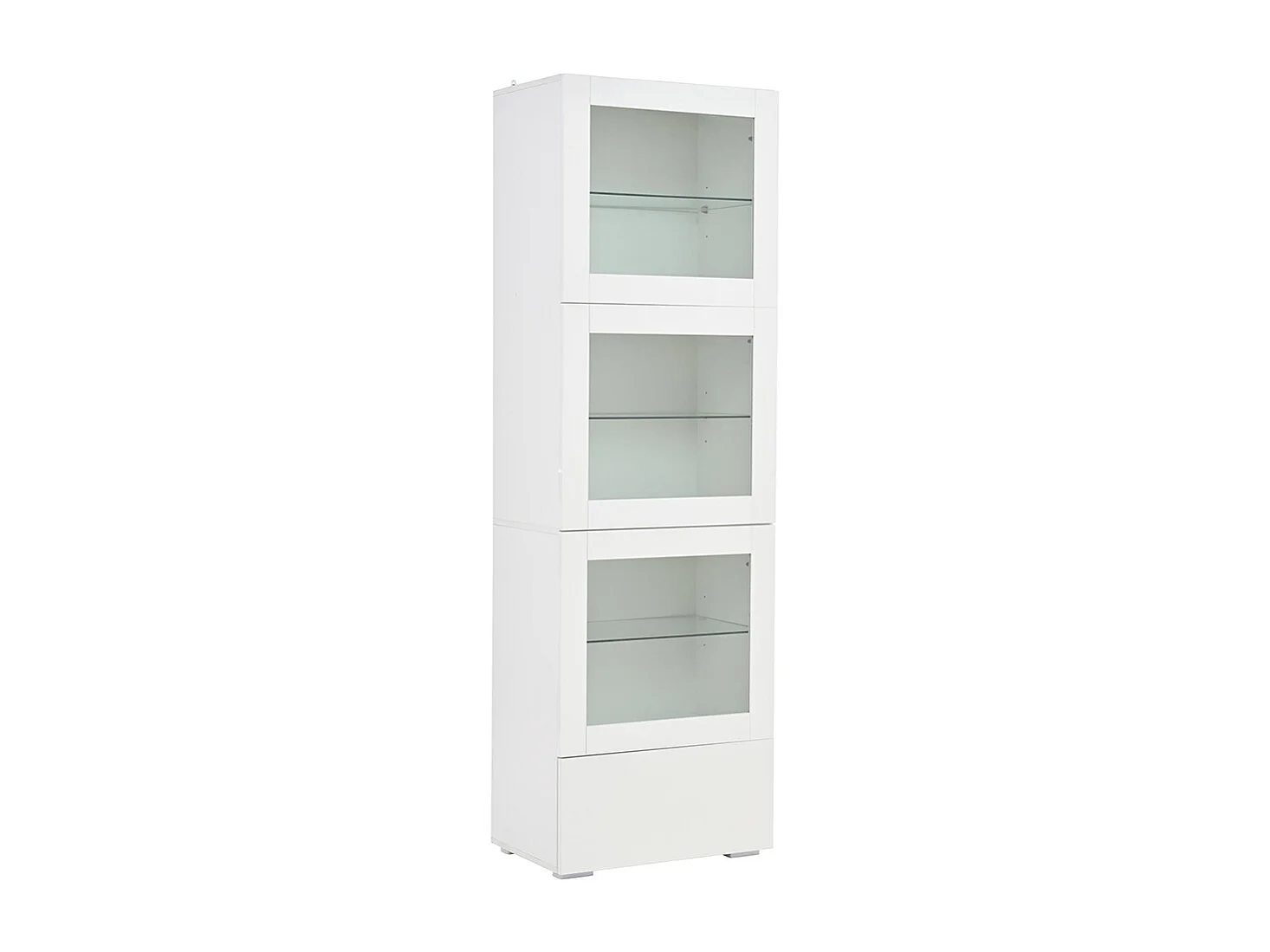 Vitrine armoire de rangement LED brillante porte acrylique 3 étagères verre buffet haut salon canapé blanc